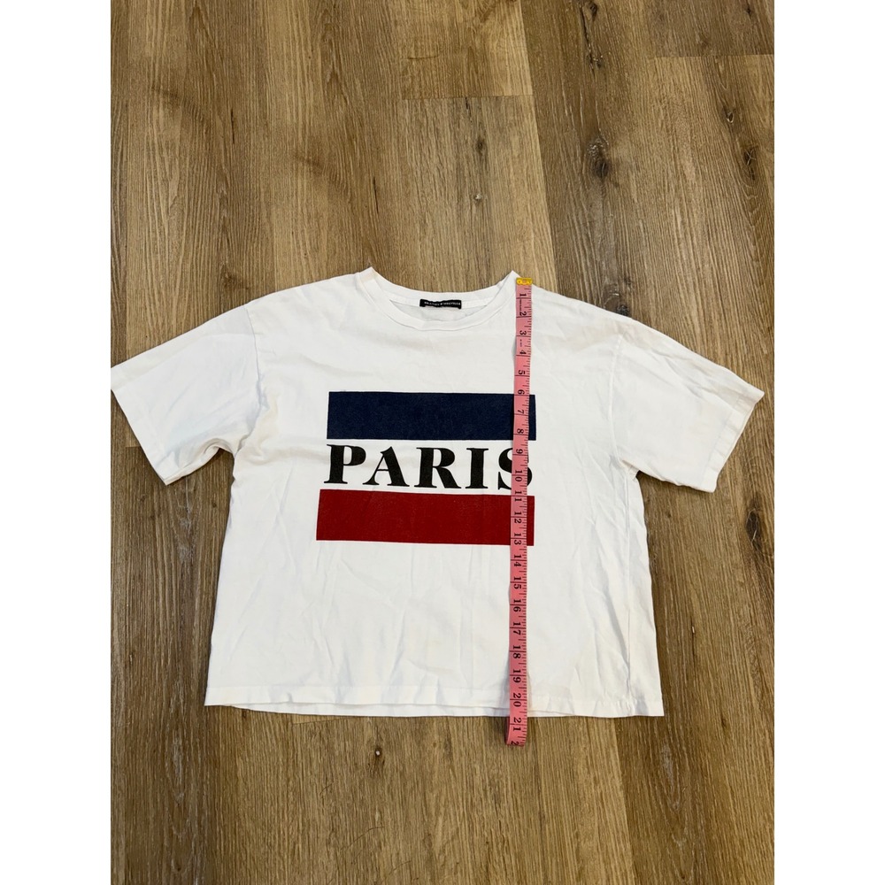 Brandy Melville Paris Graphic Tee Womens One Size White Short Sleeve Coquette - Picture 4 of 6